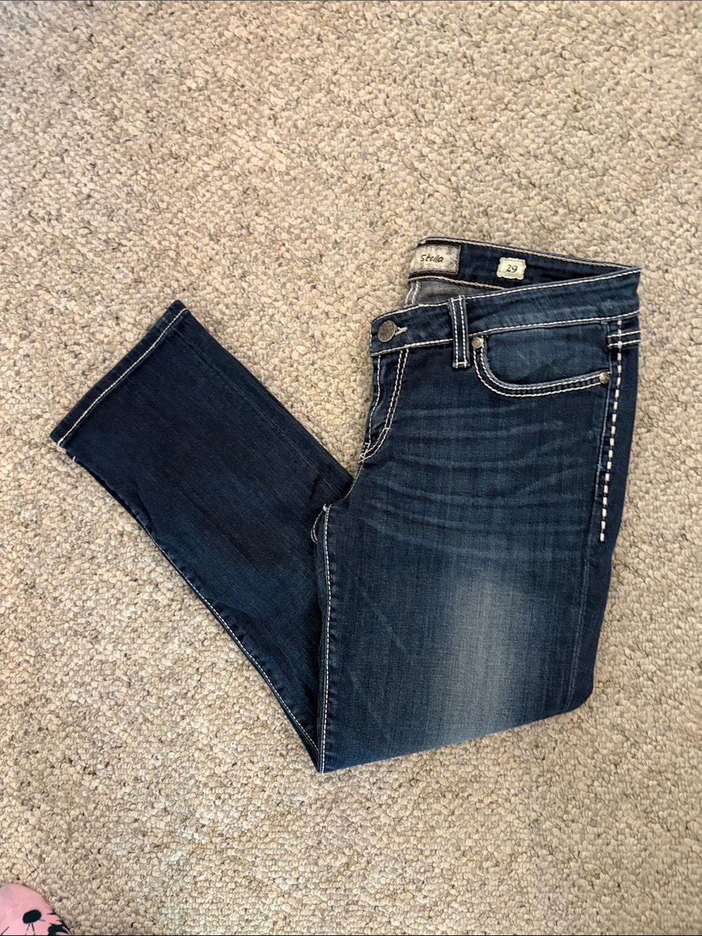 BKE Stella dark wash cropped jeans embroidered pockets Size 29